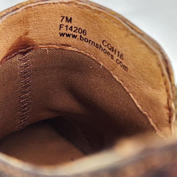 Born Antonia Brown Oiled Leather Zip Ankle Booties US 7 M Heels Clogs Shoes - Picture 11 of 11